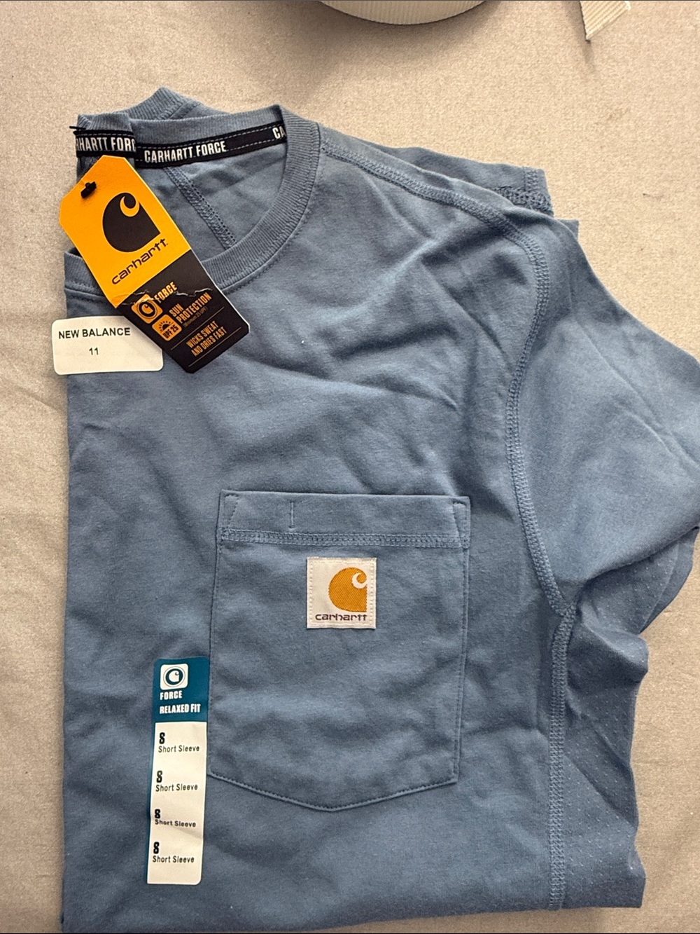 Carhartt Men’s Relaxed Short Sleeve Pocket Tee - Dusty Blue, Size Small